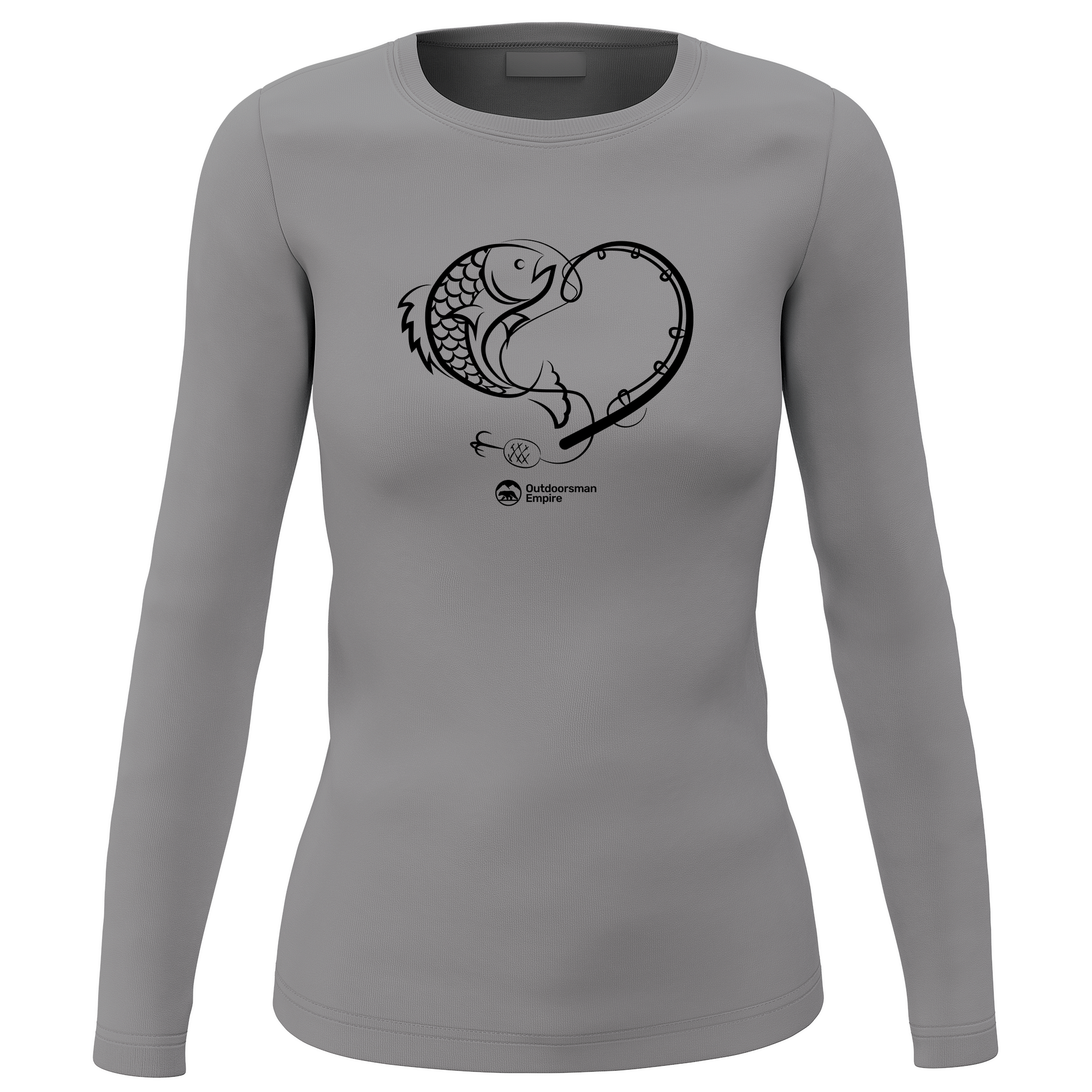 Fishing Heart' Long Sleeve sweatshirt for women featuring unique all-over print and soft fleece interior.