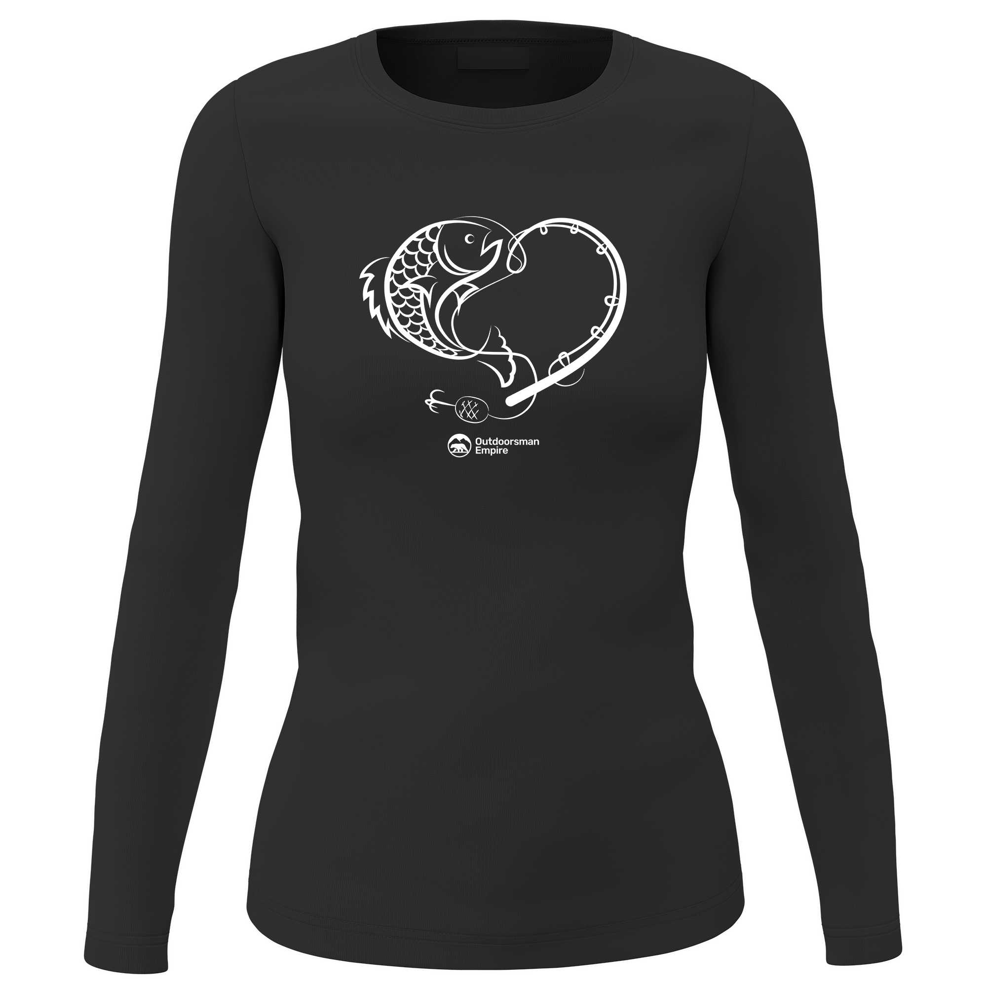 Fishing Heart' Long Sleeve sweatshirt for women featuring unique all-over print and soft fleece interior.