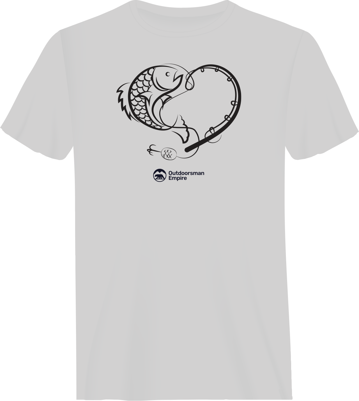 Fishing Heart Man T-Shirt featuring a unique heart design with fishing elements, made from soft Ringspun Cotton.