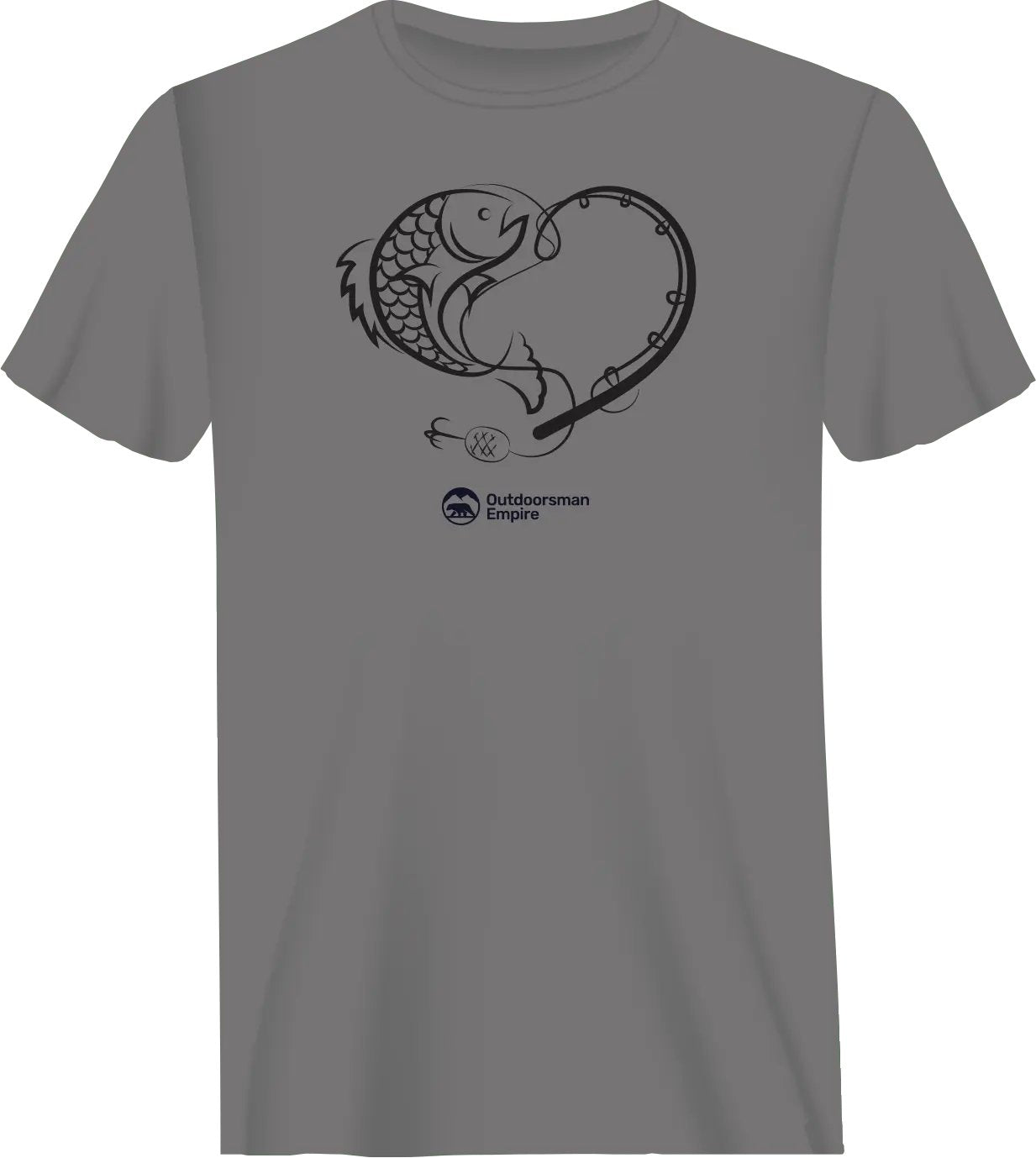 Fishing Heart Man T-Shirt featuring a unique heart design with fishing elements, made from soft Ringspun Cotton.