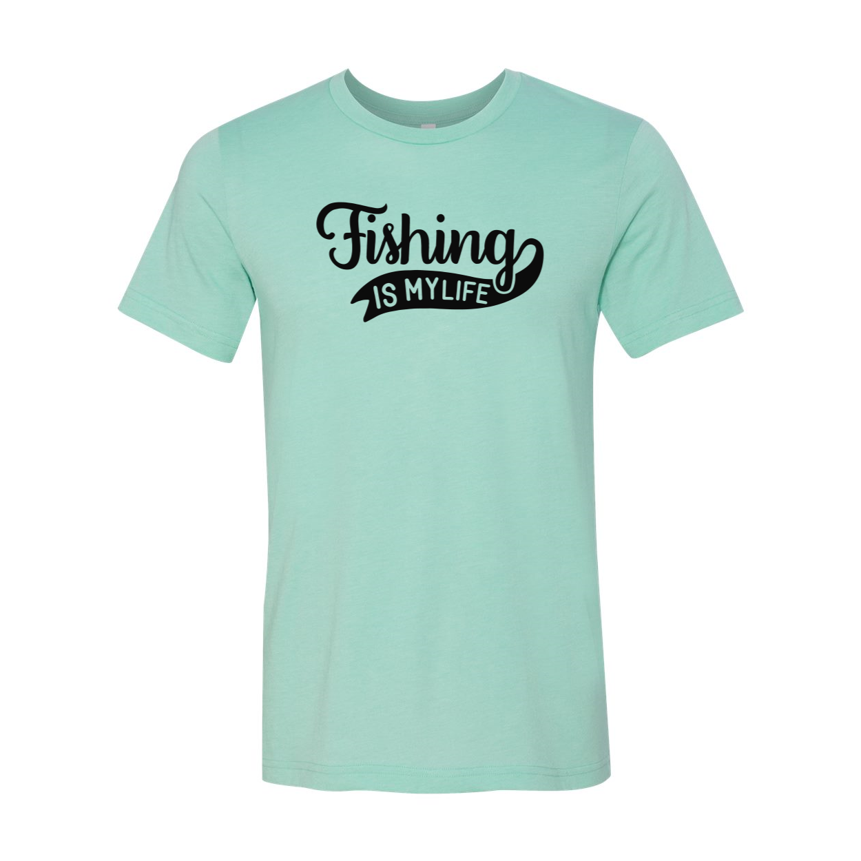 Unisex Fishing Is My Life T-shirt in various colors, showcasing its soft fabric and stylish design.