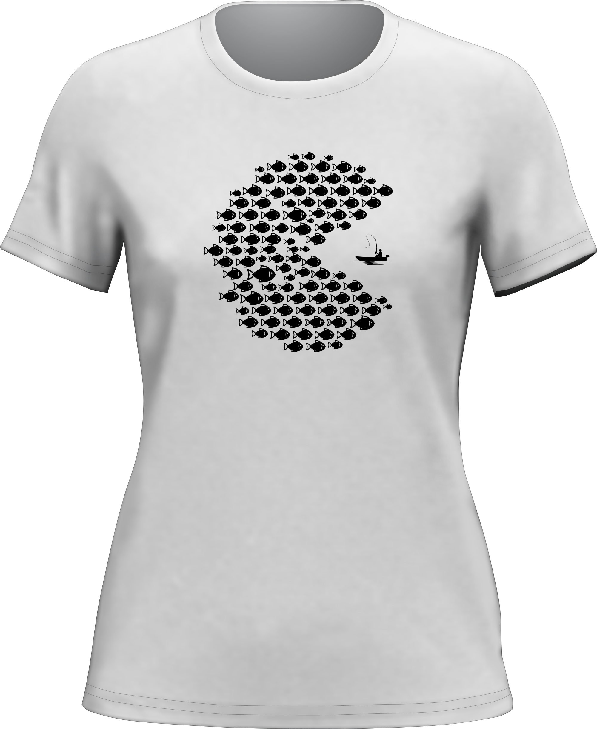 Fishing Pacman Style T-Shirt for Women featuring a playful design, made from soft ringspun cotton.