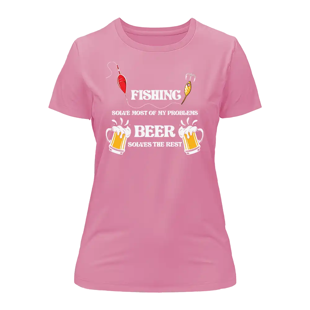 Fishing Solves All My Problems T-Shirt for Women, featuring a stylish design and comfortable fit, perfect for fishing enthusiasts.