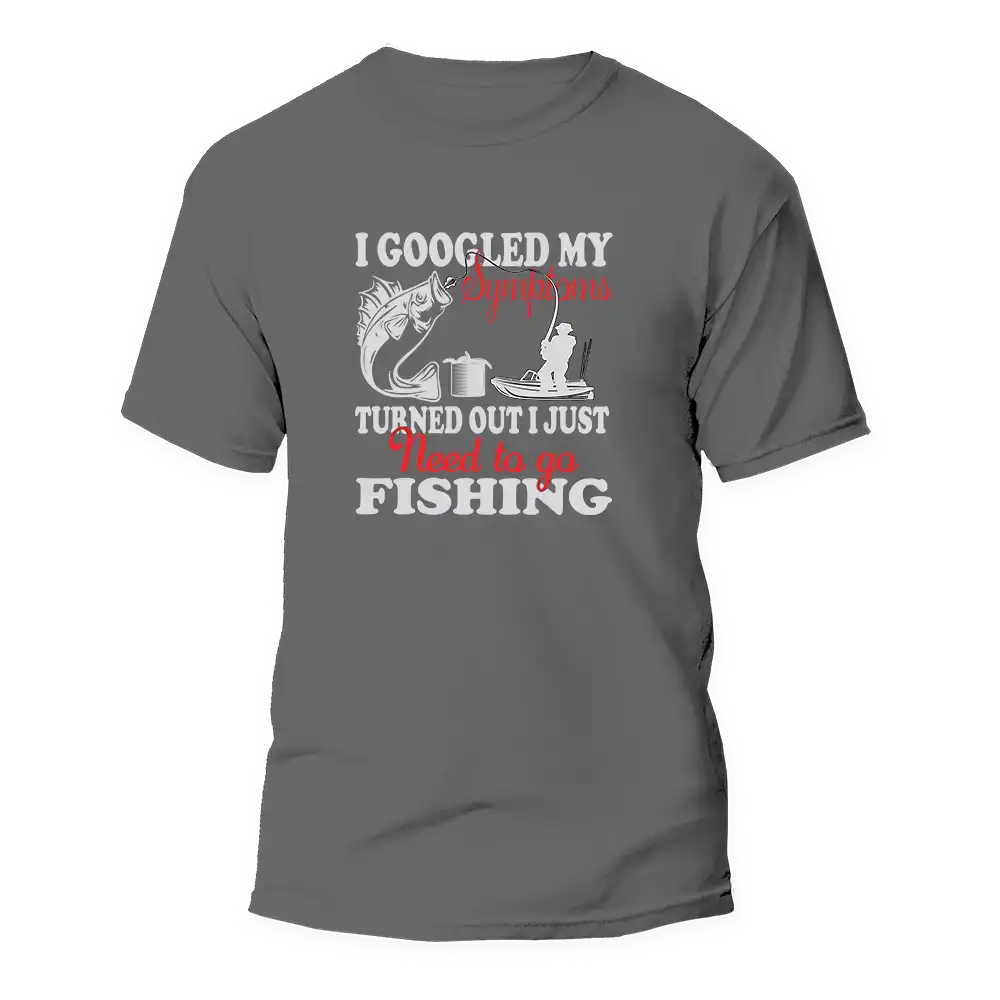 Fishing Symptoms Man T-Shirt featuring a unique design, made from soft ringspun cotton, perfect for fishing enthusiasts.