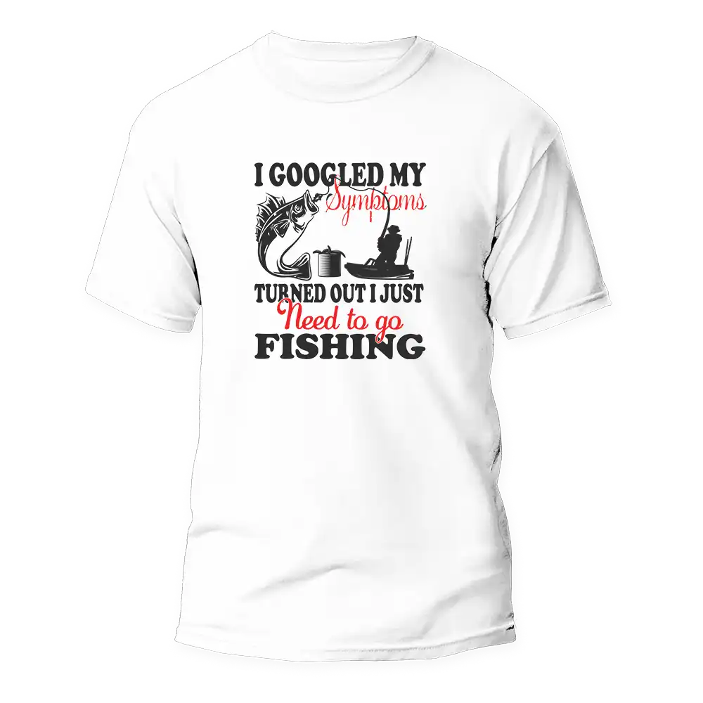 Fishing Symptoms Man T-Shirt featuring a unique design, made from soft ringspun cotton, perfect for fishing enthusiasts.