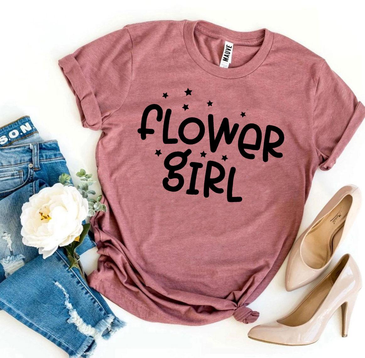 Flower Girl T-shirt made from premium ring spun cotton with vibrant flex print design.