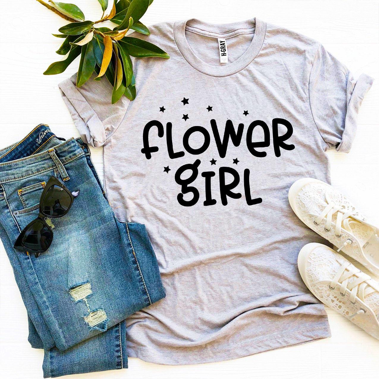 Flower Girl T-shirt made from premium ring spun cotton with vibrant flex print design.