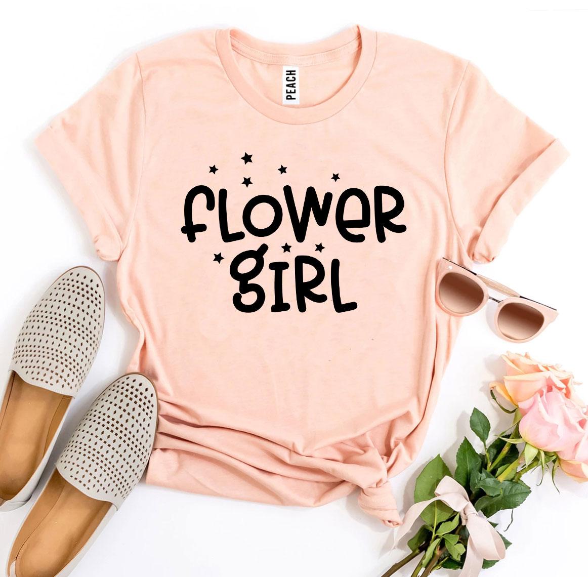 Flower Girl T-shirt made from premium ring spun cotton with vibrant flex print design.