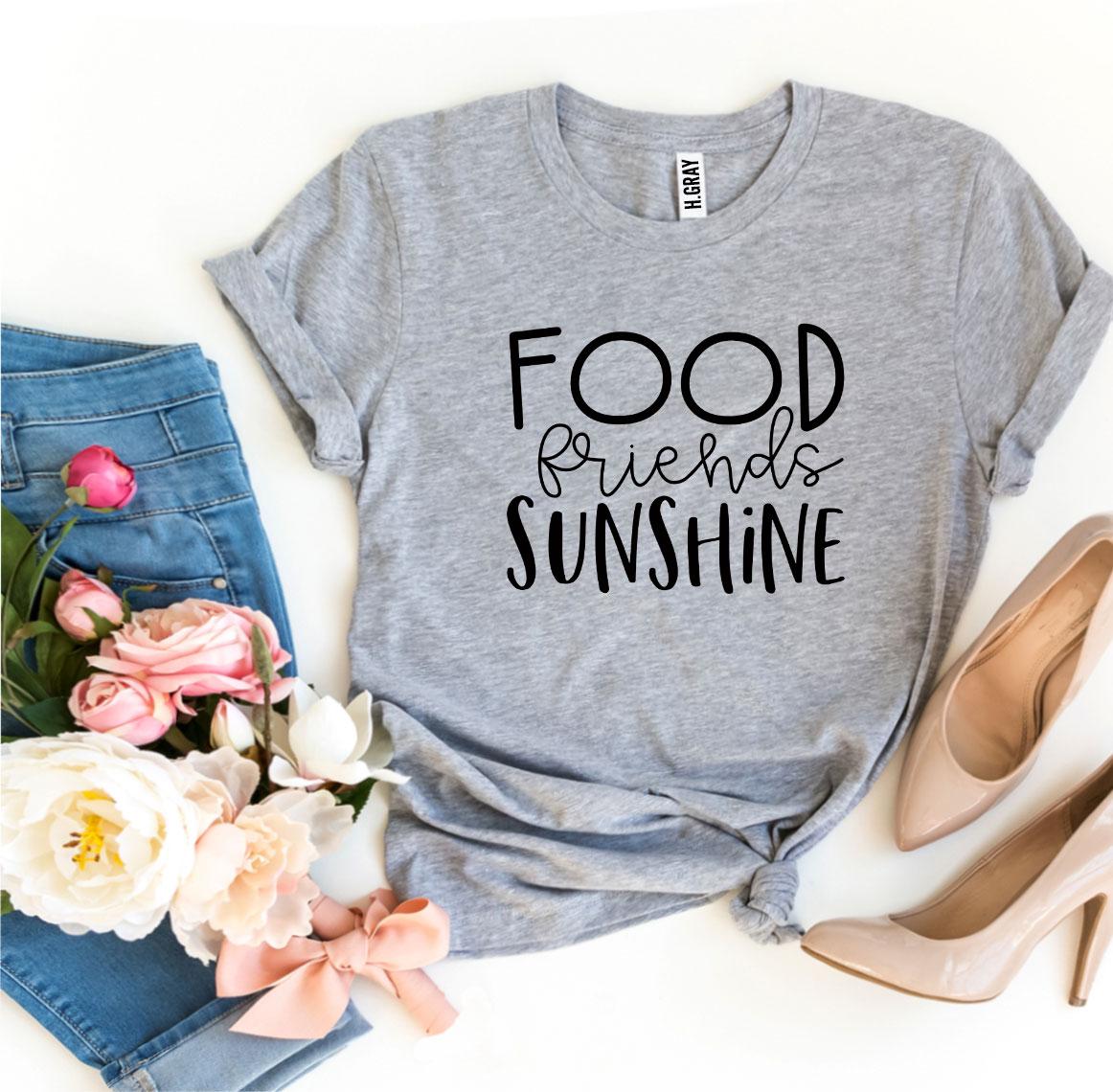 Food Friends Sunshine T-shirt made from premium ring spun cotton, featuring a vibrant design with a comfortable fit.