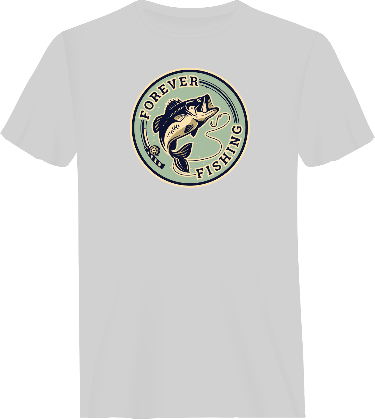 Forever Fishing Man T-Shirt in solid color, showcasing its comfortable fit and stylish design, perfect for fishing enthusiasts.