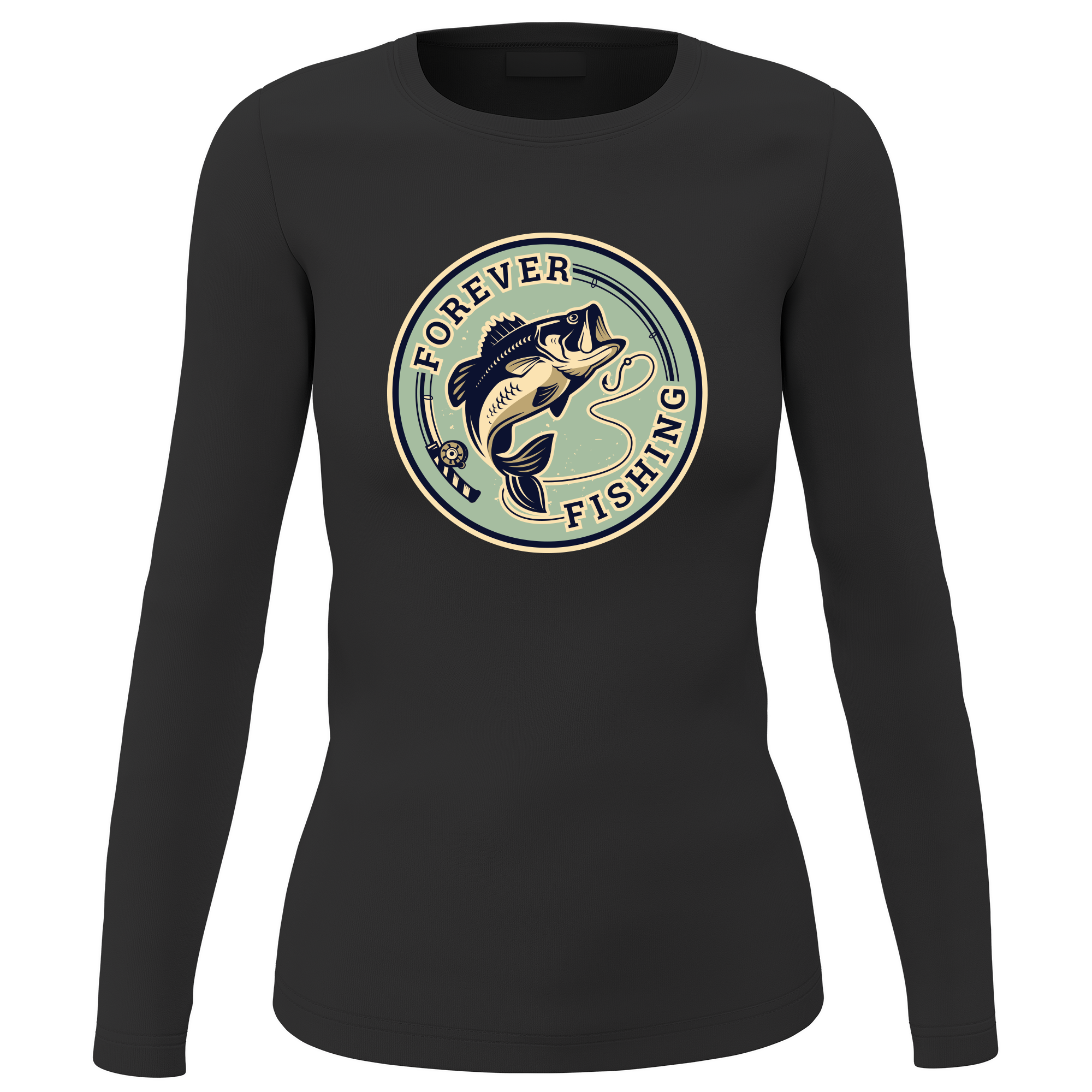 A stylish Forever Fishing Women Long Sleeve Shirt featuring a unique design, perfect for fishing enthusiasts.