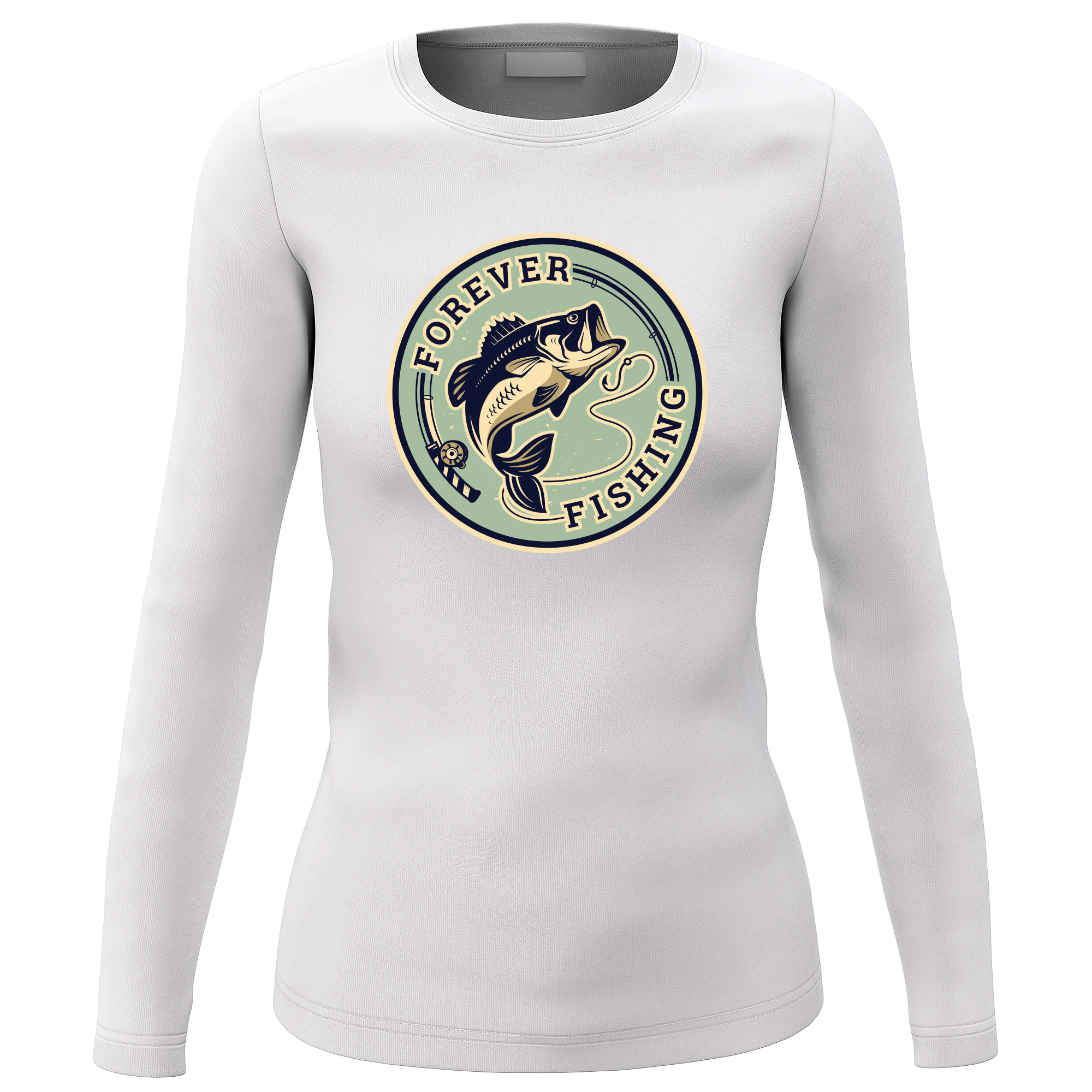 A stylish Forever Fishing Women Long Sleeve Shirt featuring a unique design, perfect for fishing enthusiasts.