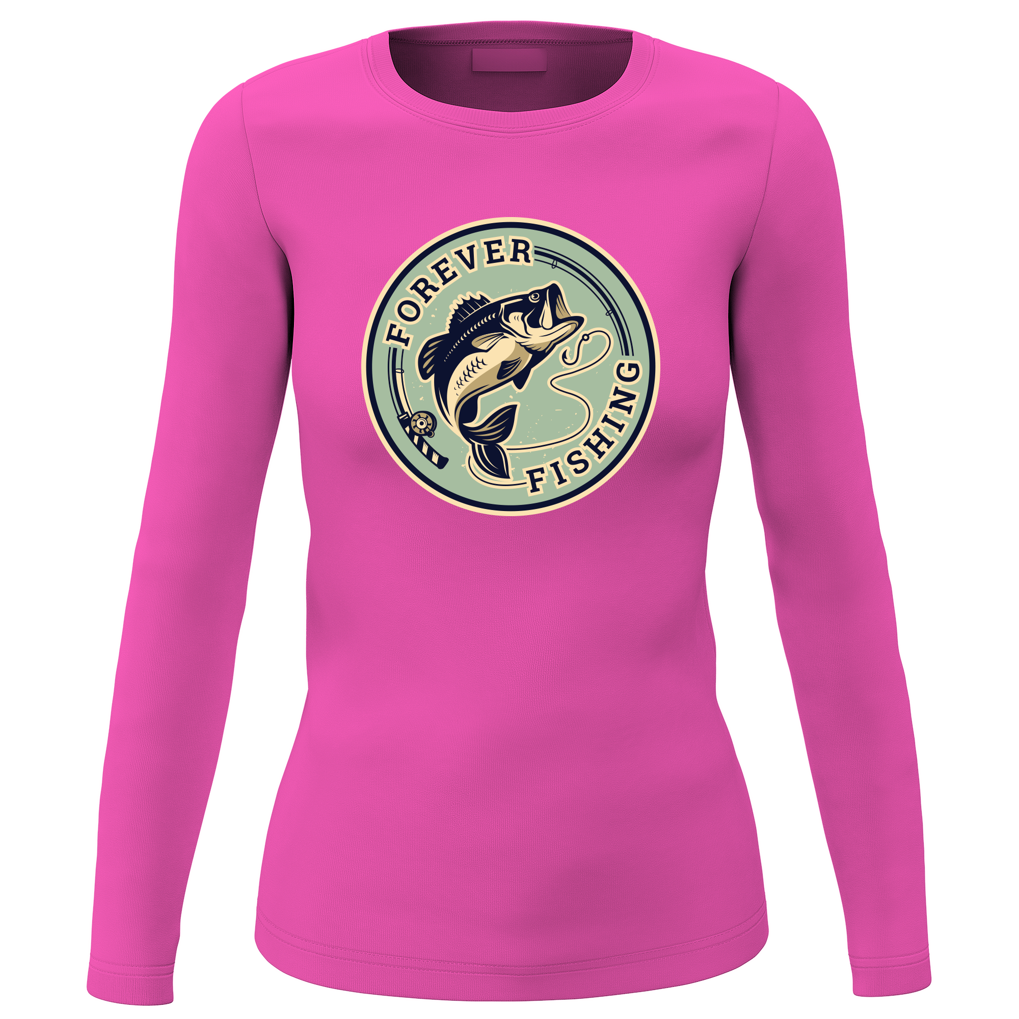 A stylish Forever Fishing Women Long Sleeve Shirt featuring a unique design, perfect for fishing enthusiasts.