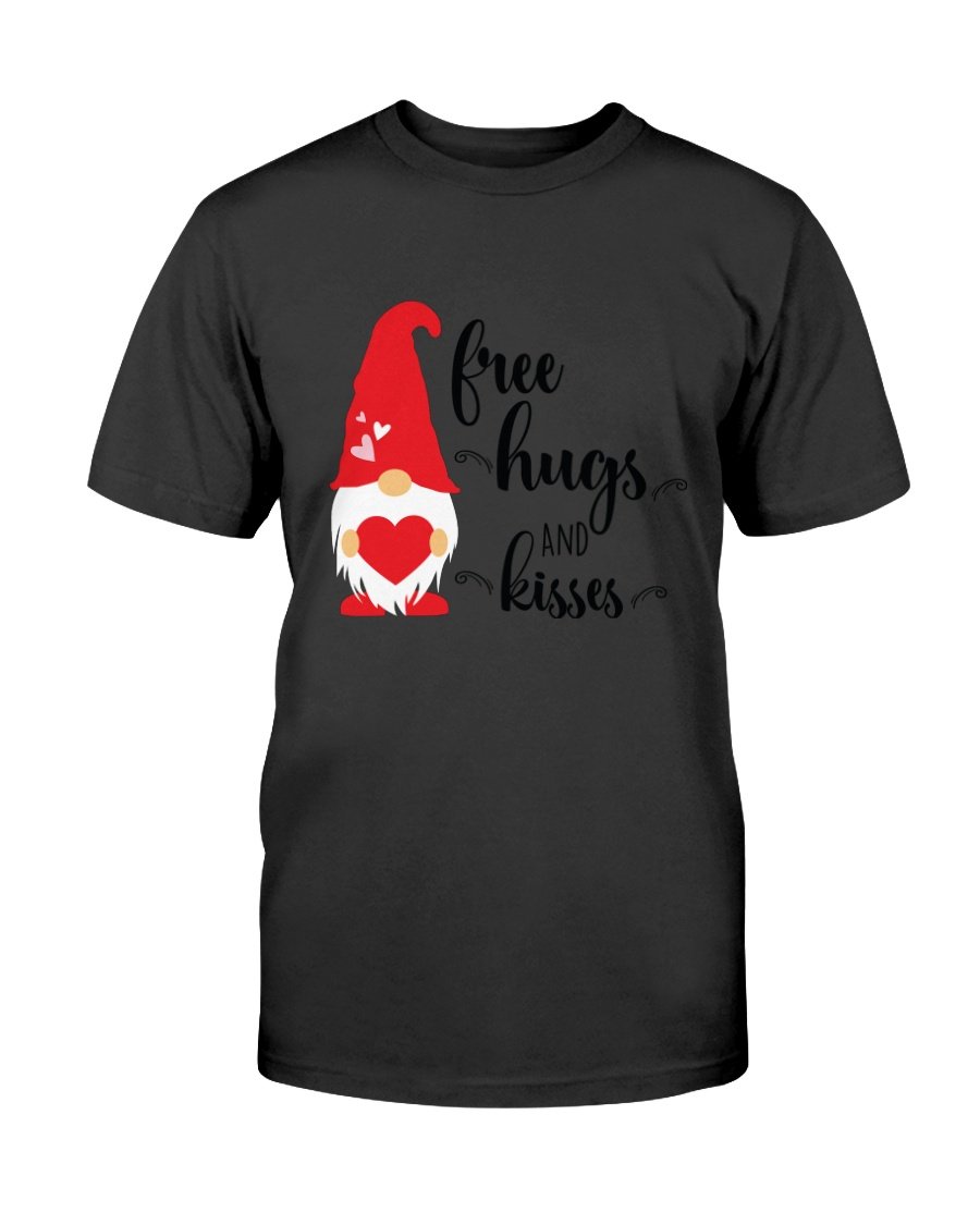 A stylish unisex Free Hugs And Kisses Shirt in various colors, showcasing its soft fabric and comfortable fit.