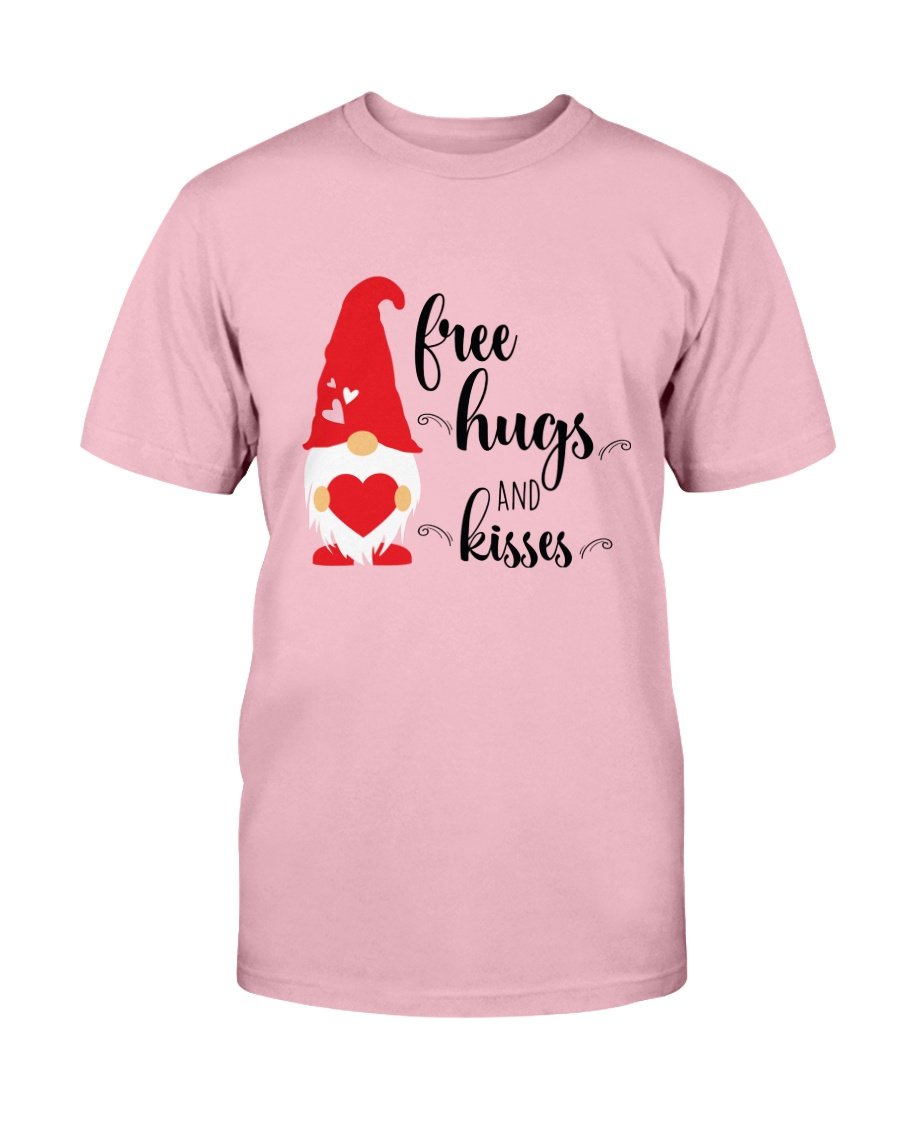 A stylish unisex Free Hugs And Kisses Shirt in various colors, showcasing its soft fabric and comfortable fit.