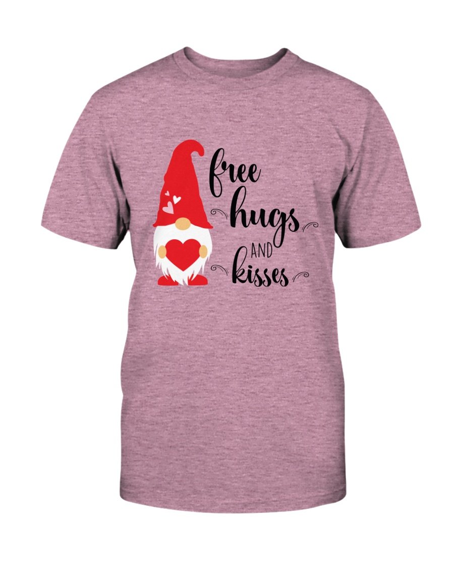 A stylish unisex Free Hugs And Kisses Shirt in various colors, showcasing its soft fabric and comfortable fit.