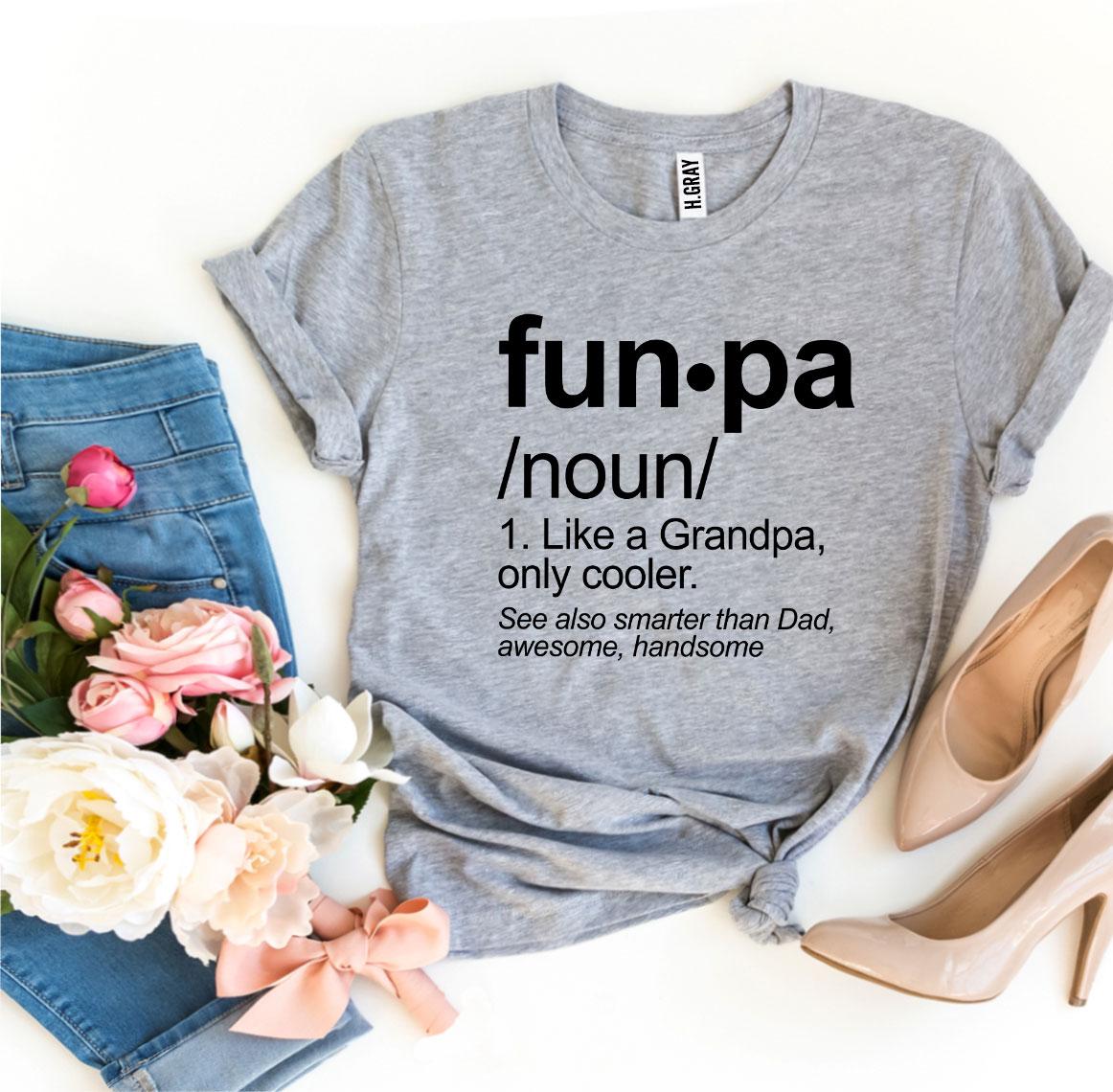 Funpa T-shirt made of premium ring spun cotton, featuring a soft textile flex print design, available in various sizes.