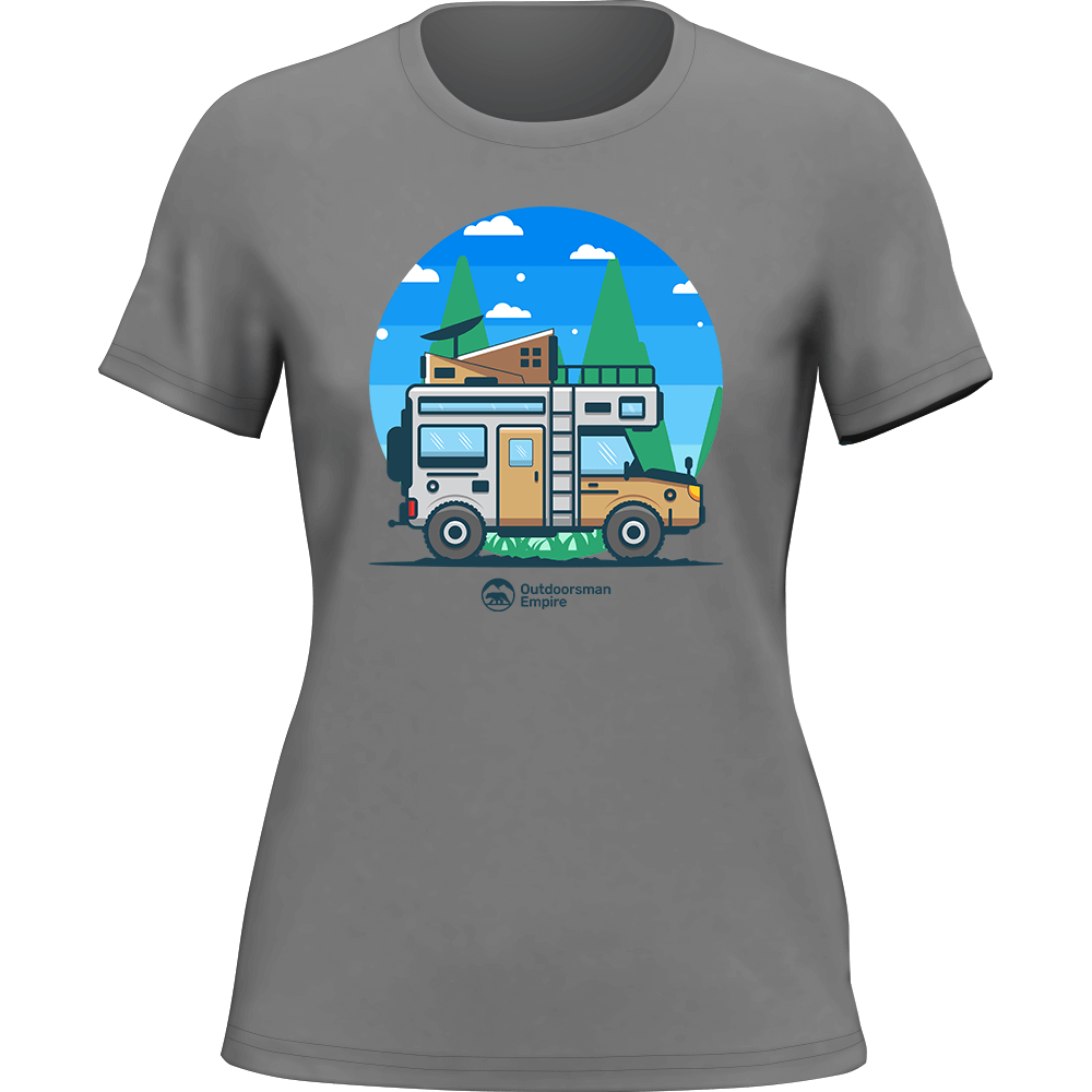 A stylish Funny Camping T-Shirt for women, featuring a humorous design, soft fabric, and cap sleeves, perfect for outdoor activities.