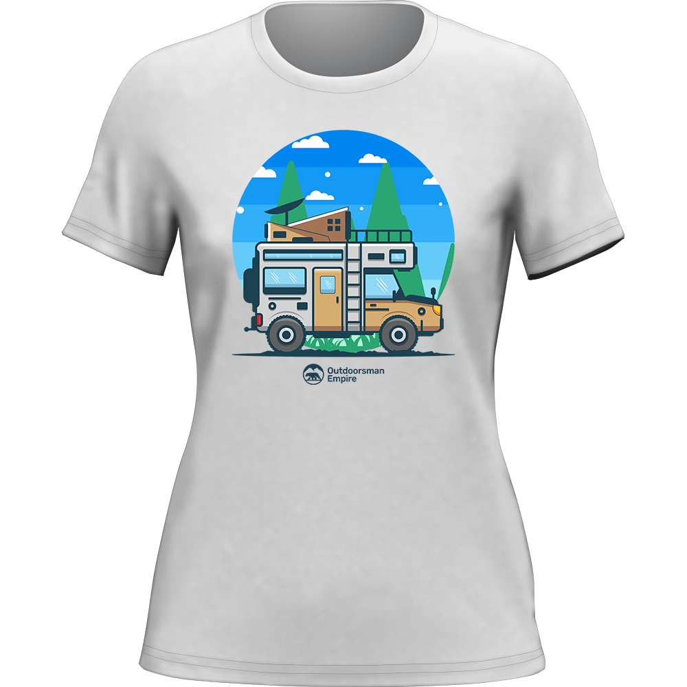 A stylish Funny Camping T-Shirt for women, featuring a humorous design, soft fabric, and cap sleeves, perfect for outdoor activities.