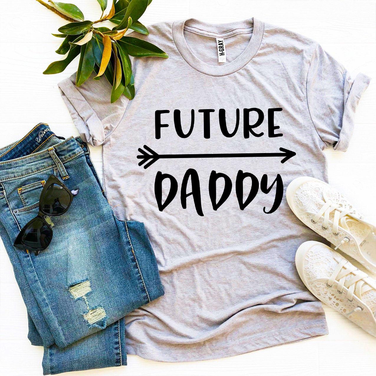 Future Daddy T-shirt made of premium ring spun cotton with a stylish print, available in various sizes.