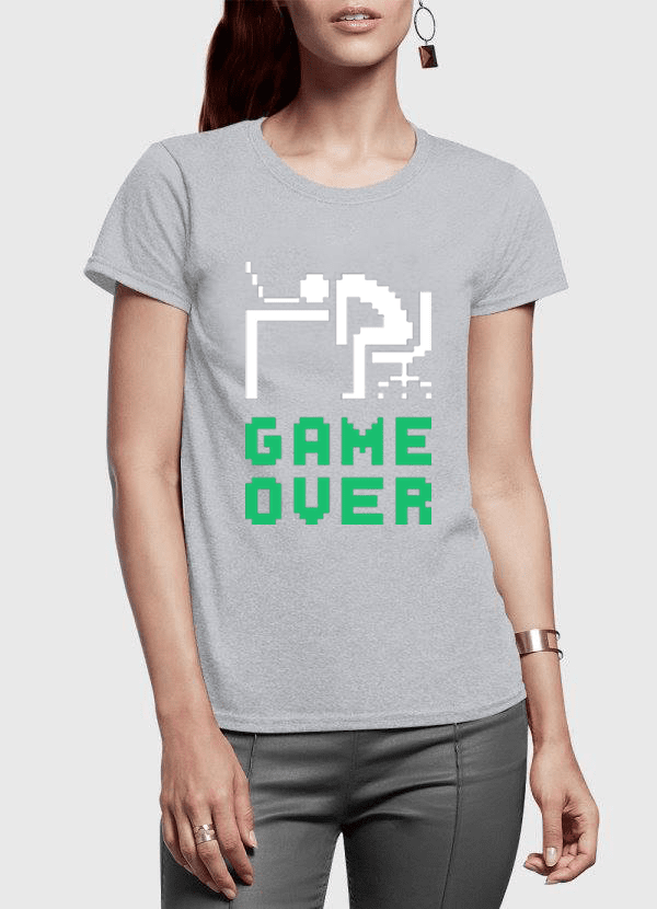 Game Over Half Sleeves Women T-shirt in various colors, showcasing its soft cotton fabric and unique design.