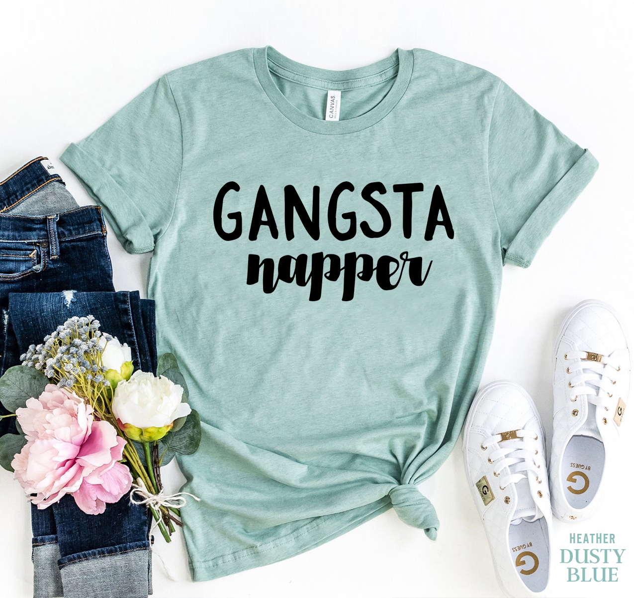 Gangsta Napper T-shirt made of premium ring spun cotton with a stylish flex print design.