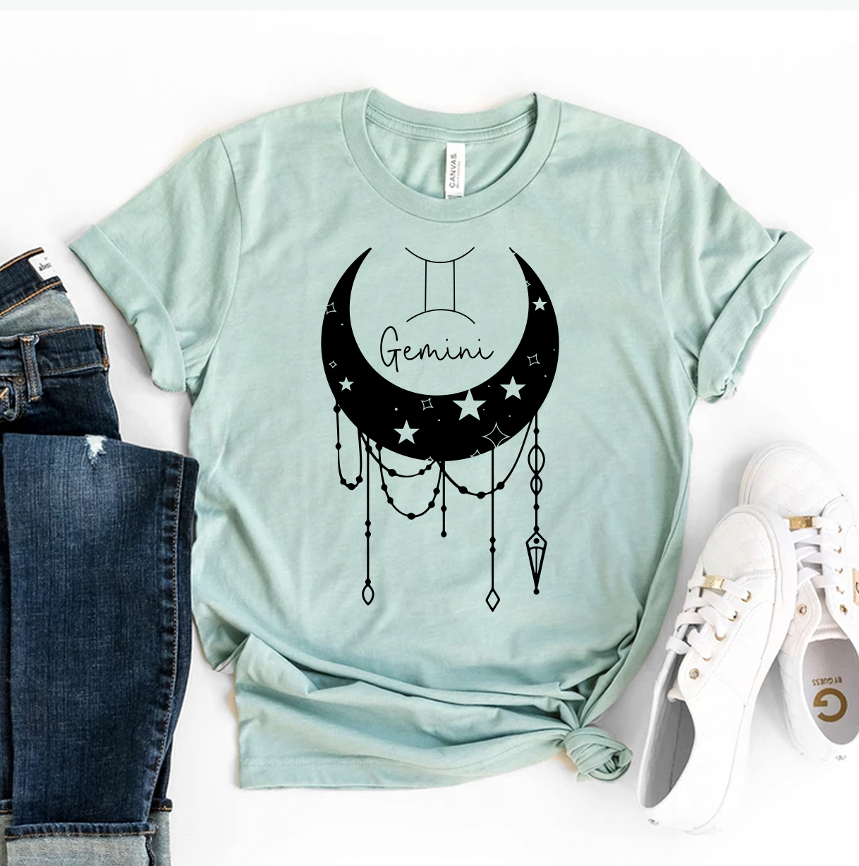 Gemini Star Sign T-shirt made of premium ring spun cotton with a stylish flex print design.