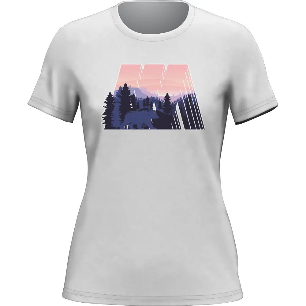 A stylish Geometric Camping T-Shirt for Women featuring a modern geometric print, made from soft and lightweight fabric, perfect for outdoor activities.