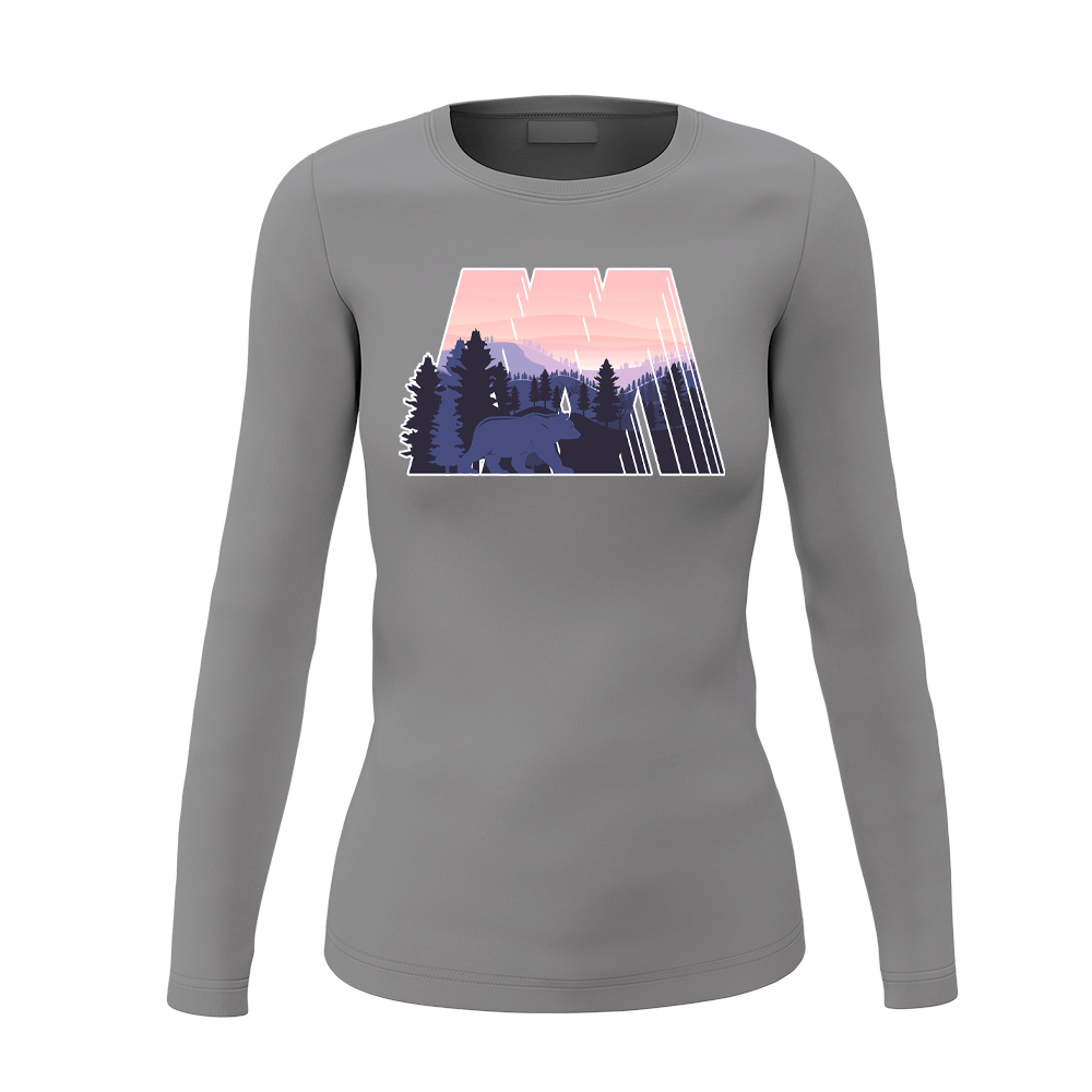 Geometric Camping Women Long Sleeve Shirt featuring intricate geometric patterns and a comfortable fit, ideal for outdoor activities.