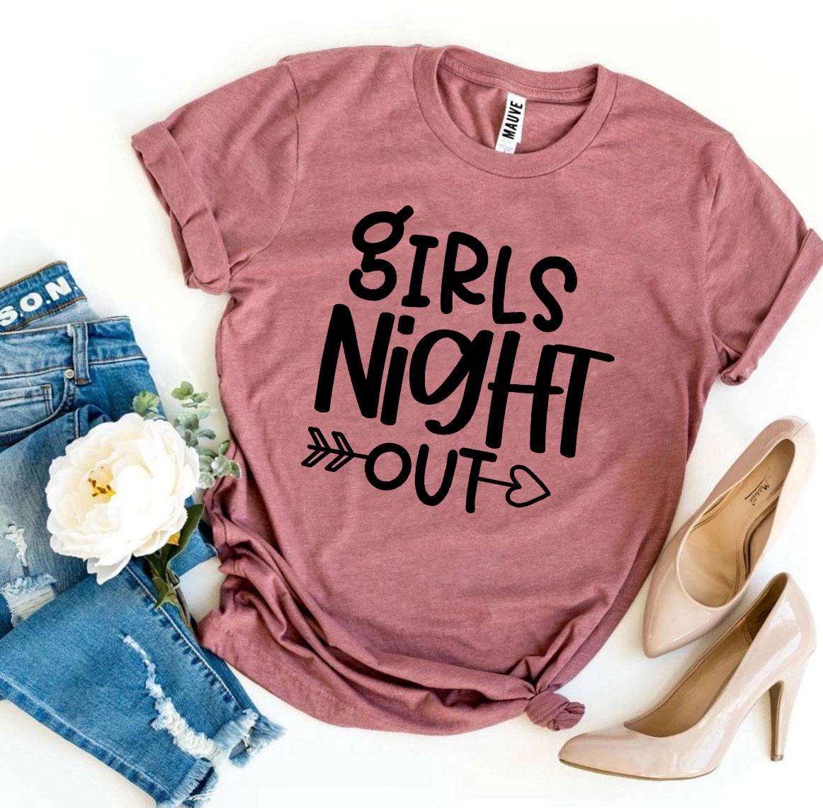 Girls Night Out T-shirt made of premium ring spun cotton, featuring a stylish design and available in various sizes.