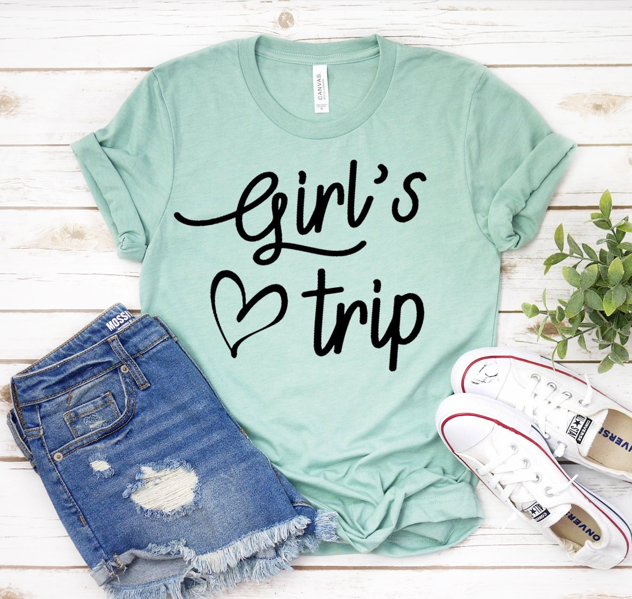 Girls Trip T-shirt in various sizes, showcasing its unisex design and soft fabric.