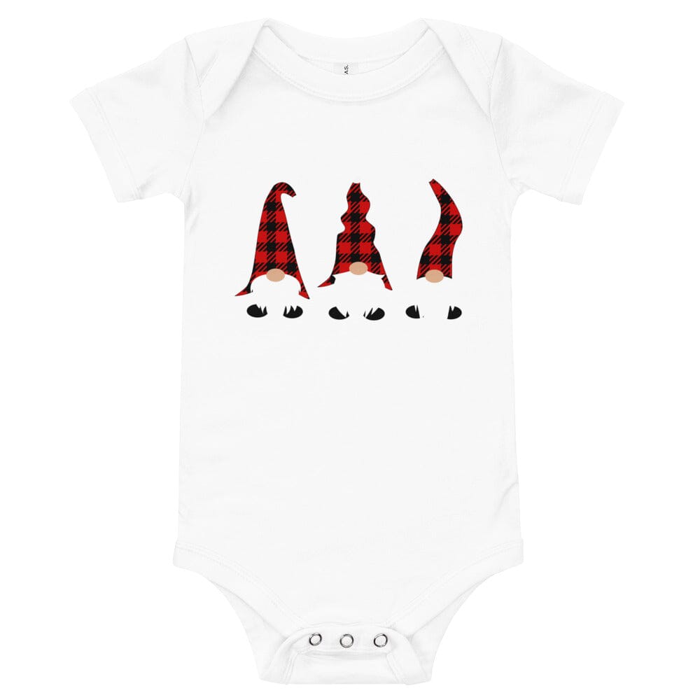 A colorful Gnome Family Onesie featuring a playful gnome design, made from soft cotton fabric, perfect for babies.