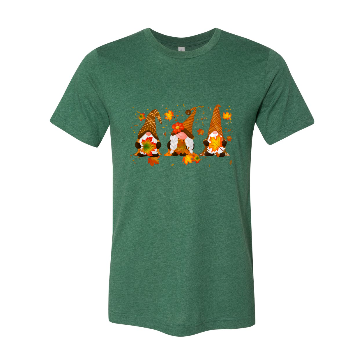 Gnomes Thanksgiving Shirt featuring a festive gnome print, crafted from soft ring spun cotton, available in multiple colors and sizes.