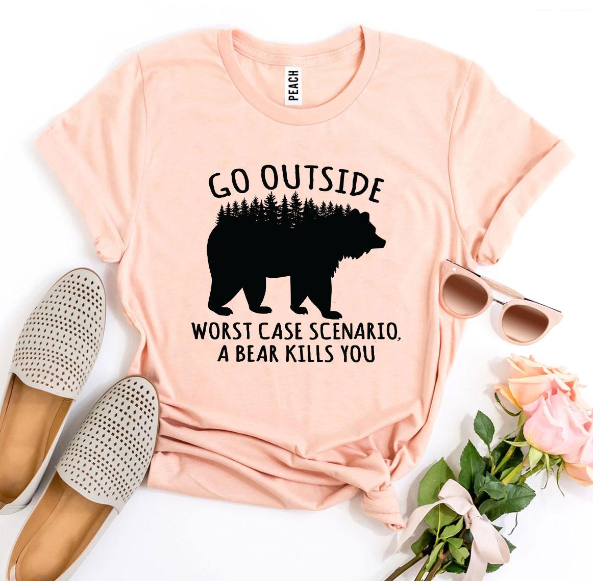 Go Outside T-shirt made of premium ring spun cotton, featuring a soft feel and high-quality flex print design.