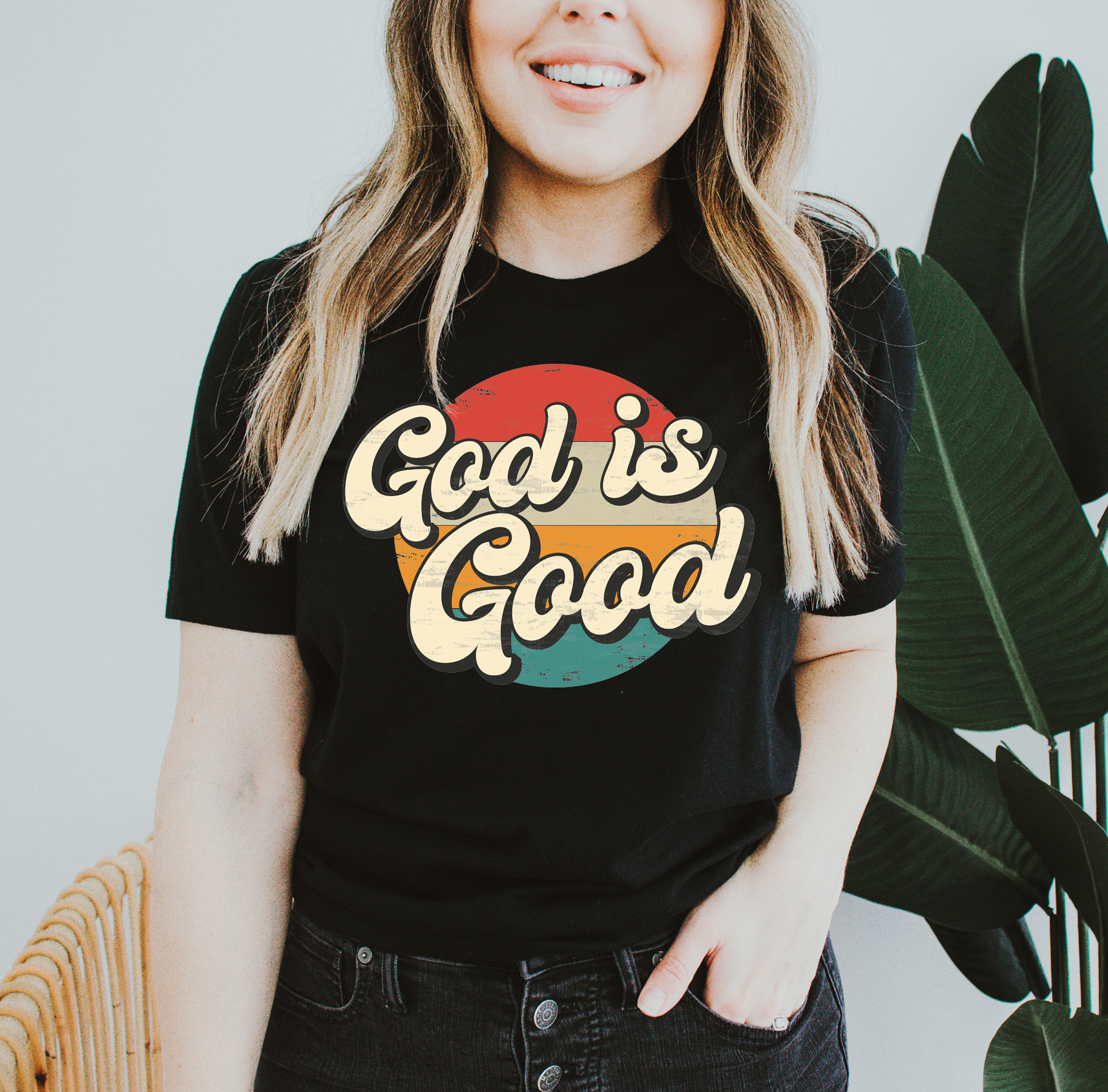 God Is Good T-shirt made from premium ring spun cotton with a stylish flex print design.