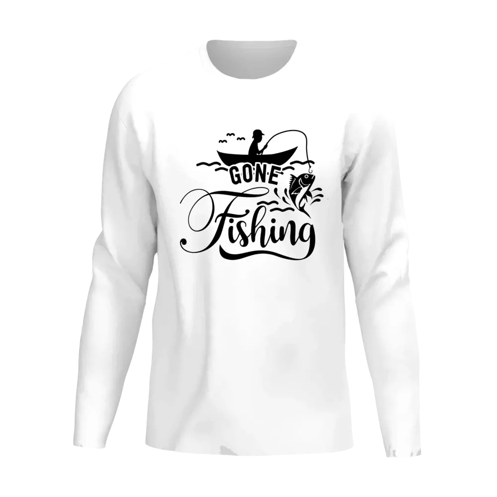 Gone Fishing Men Long Sleeve Shirt featuring a stylish design, perfect for fishing and casual outings.