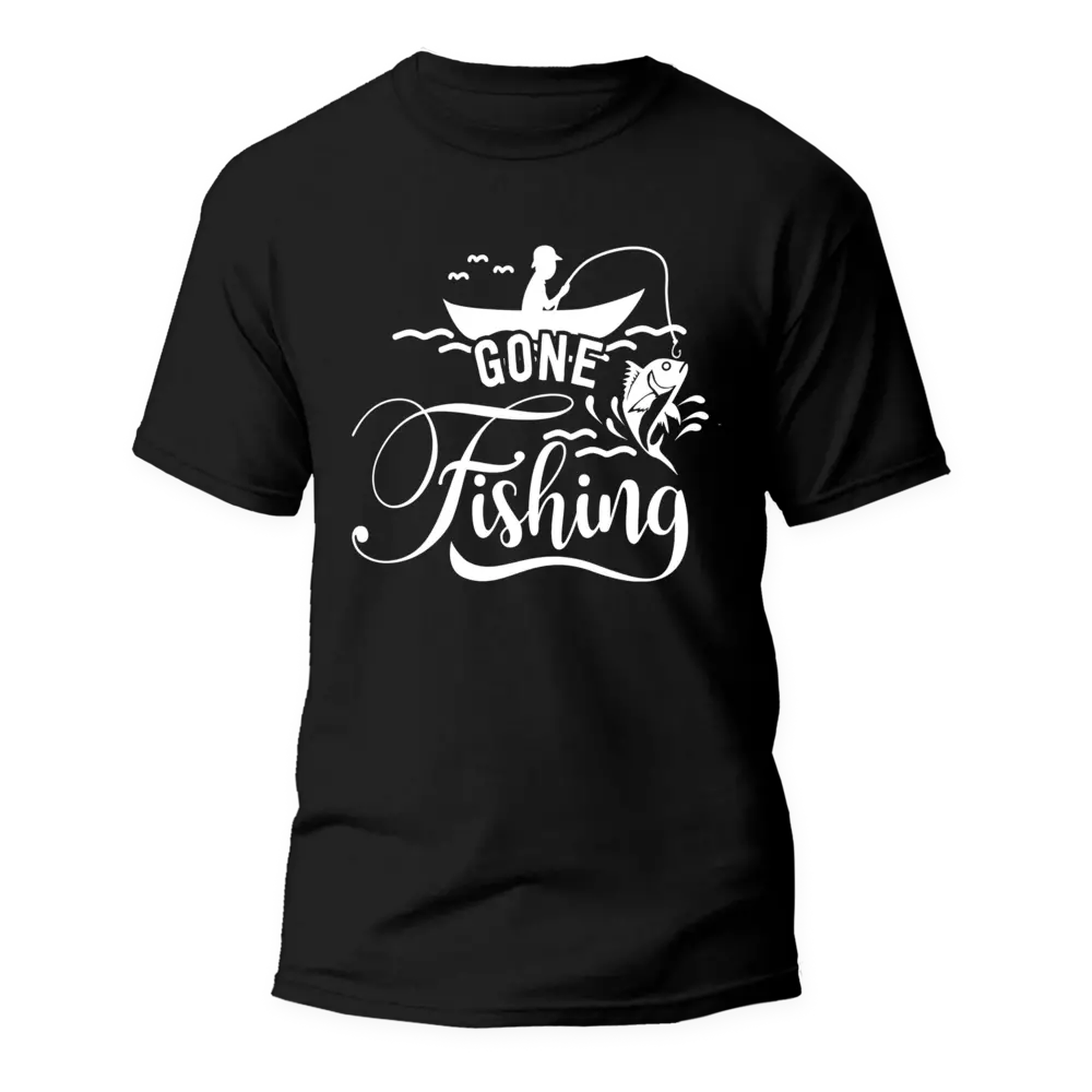 Gone Fishing Unisex T-Shirt featuring a stylish design, made from 100% Ringspun Cotton, perfect for fishing enthusiasts.