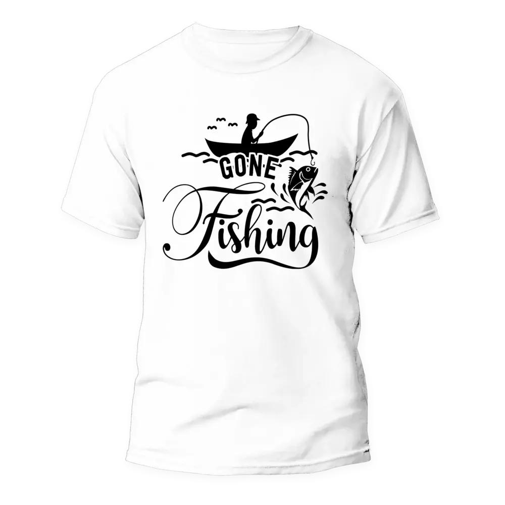 Gone Fishing Unisex T-Shirt featuring a stylish design, made from 100% Ringspun Cotton, perfect for fishing enthusiasts.