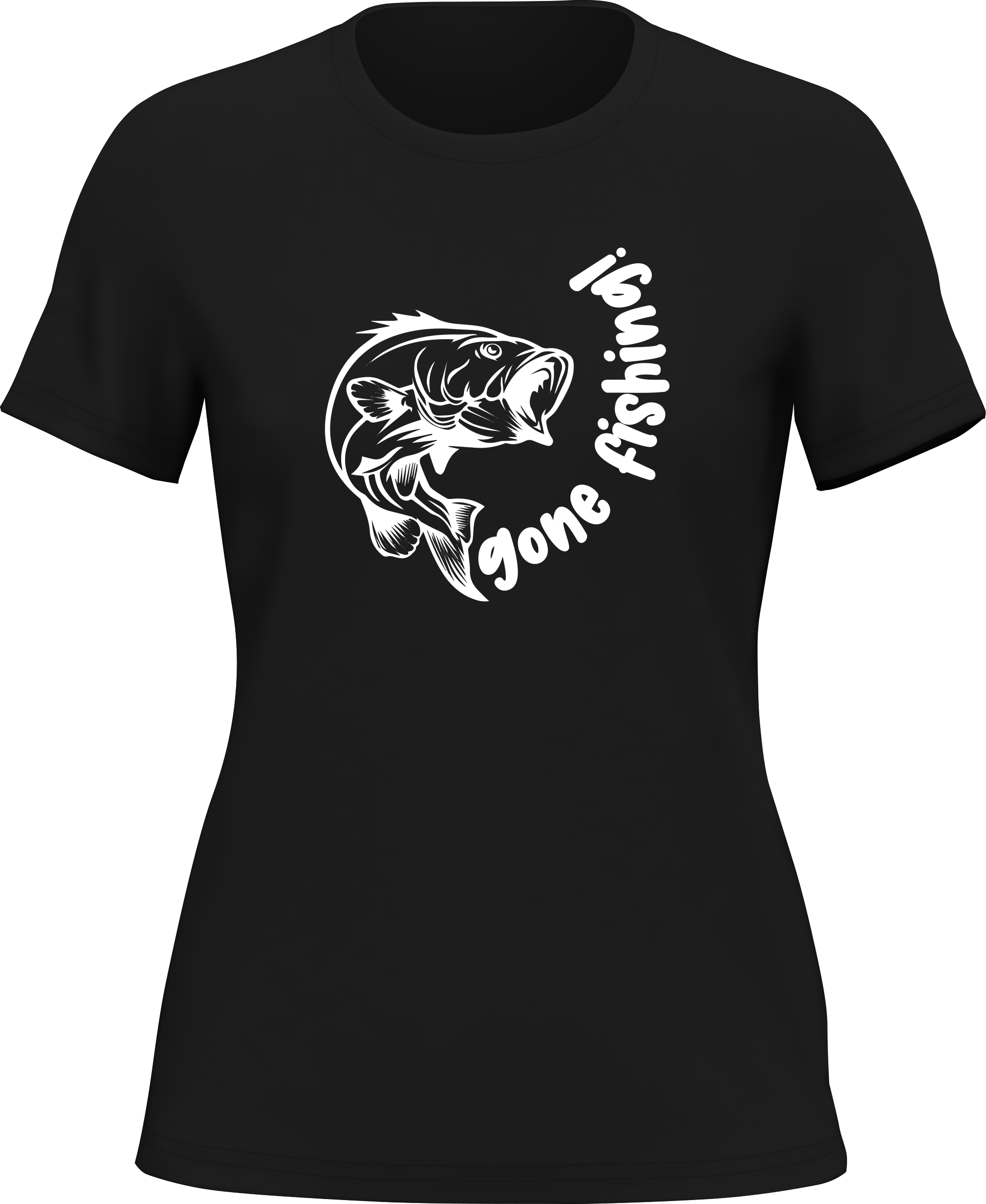 Gone Fishing v1 T-Shirt for Women featuring a stylish design, made from 100% ringspun cotton, perfect for fishing enthusiasts.