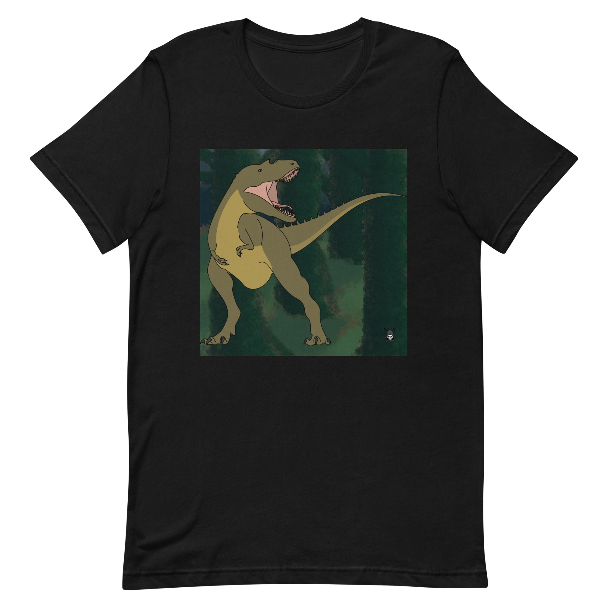 Gorgosaurus T-Shirt featuring a vibrant dinosaur graphic in a forest setting, made from soft and breathable cotton.