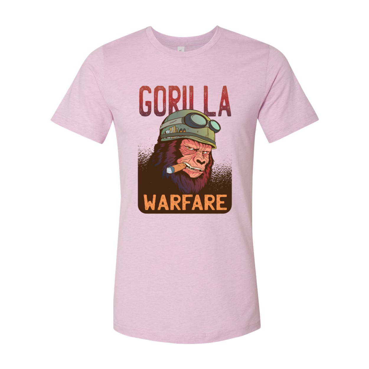 Gorilla Warfare T-shirt displayed on a mannequin, showcasing its unisex design and soft fabric.