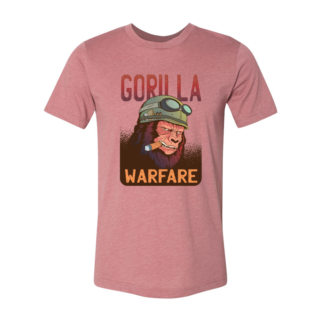 Gorilla Warfare T-shirt displayed on a mannequin, showcasing its unisex design and soft fabric.