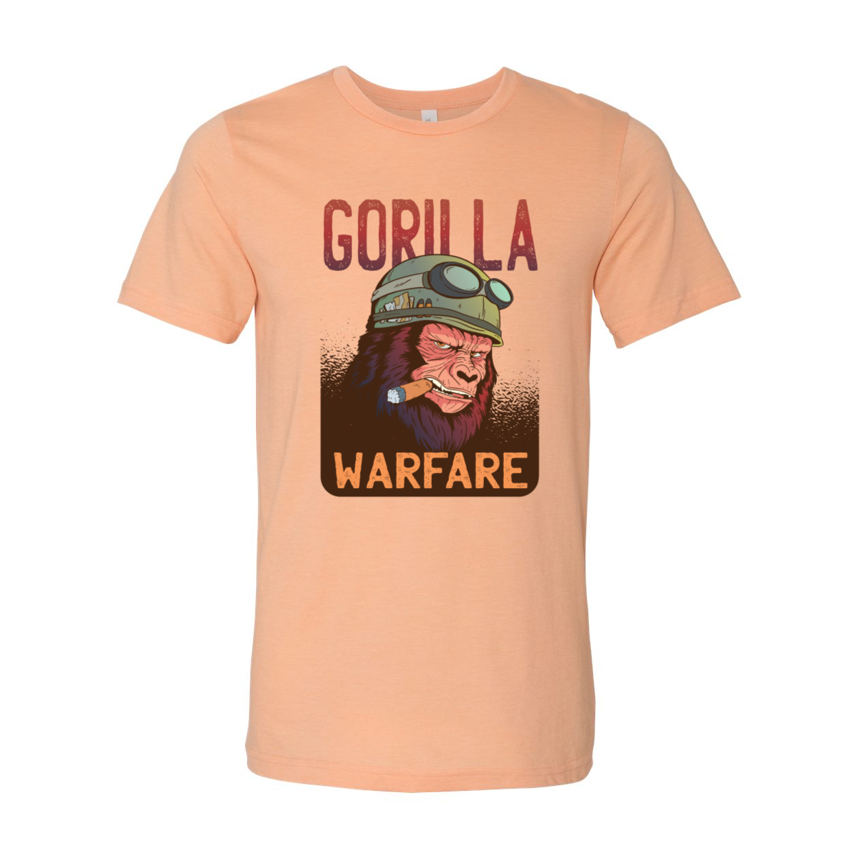 Gorilla Warfare T-shirt displayed on a mannequin, showcasing its unisex design and soft fabric.