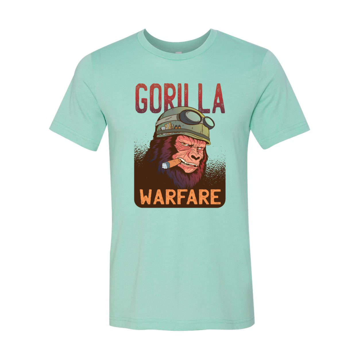 Gorilla Warfare T-shirt displayed on a mannequin, showcasing its unisex design and soft fabric.