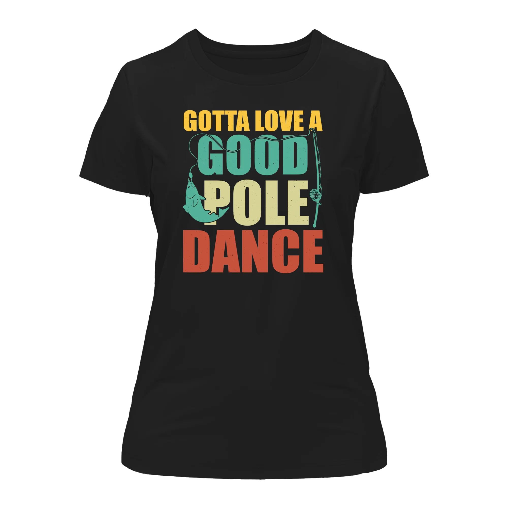 A stylish women's t-shirt featuring a unique pole dance design, made from soft Ringspun Cotton, perfect for casual wear and dance classes.