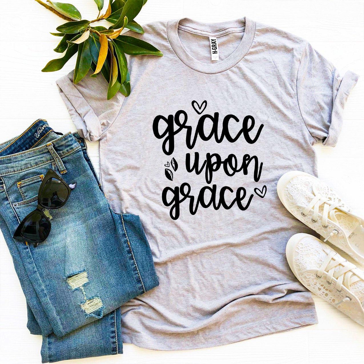 Grace Upon Grace T-shirt made from premium ring spun cotton, featuring a vibrant flex print design.