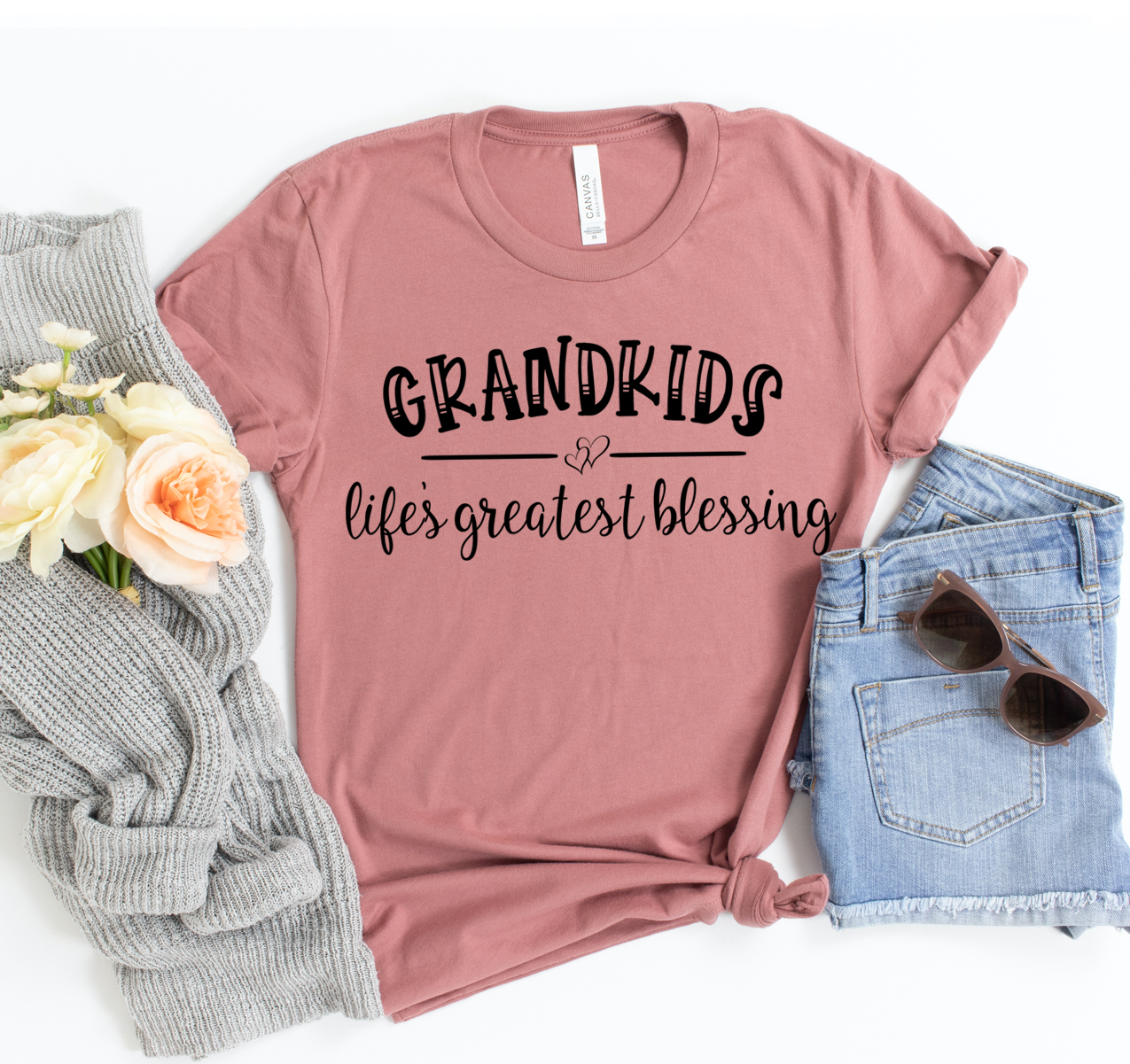 A classic unisex Grandkids T-shirt made from soft airlume cotton, available in various sizes.