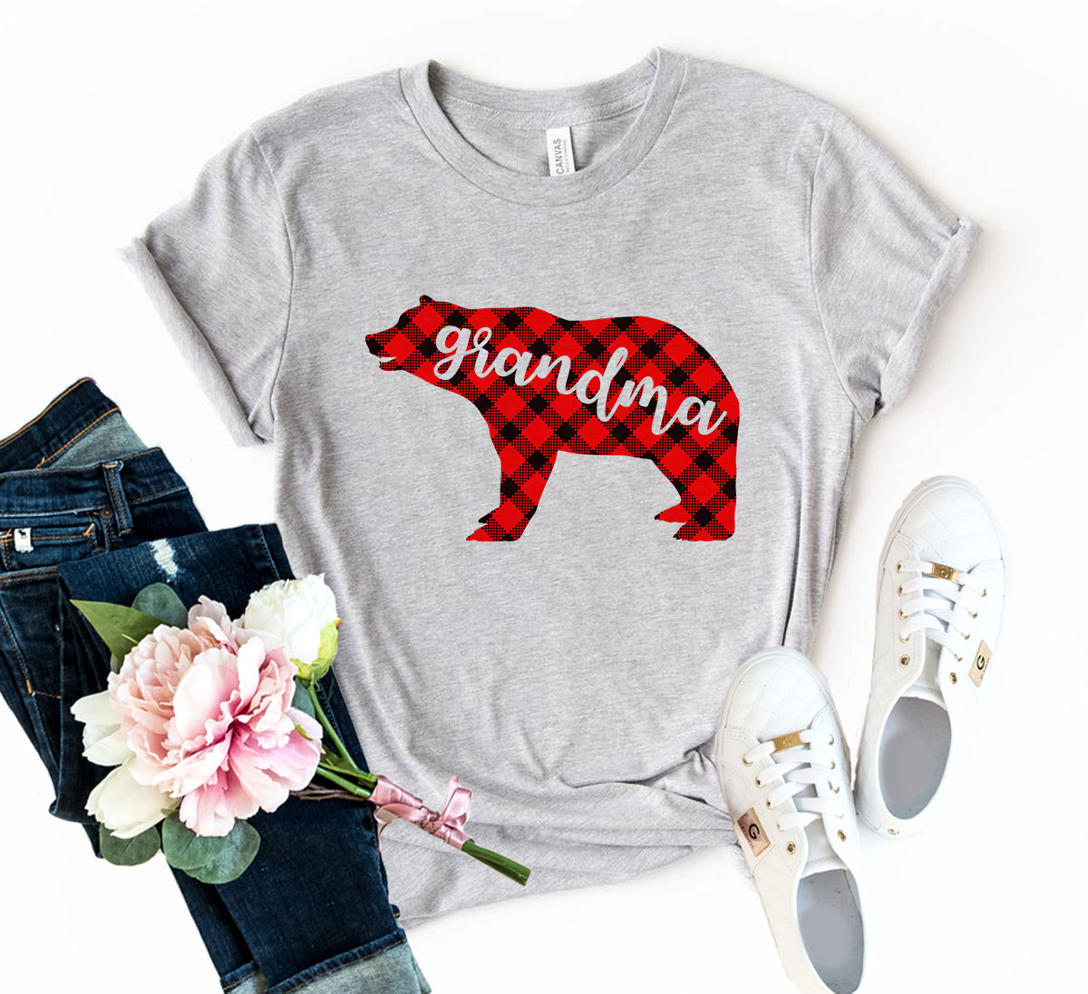 A stylish unisex Grandma Bear Shirt made from soft ring spun cotton, featuring a classic crew neck and available in multiple colors.