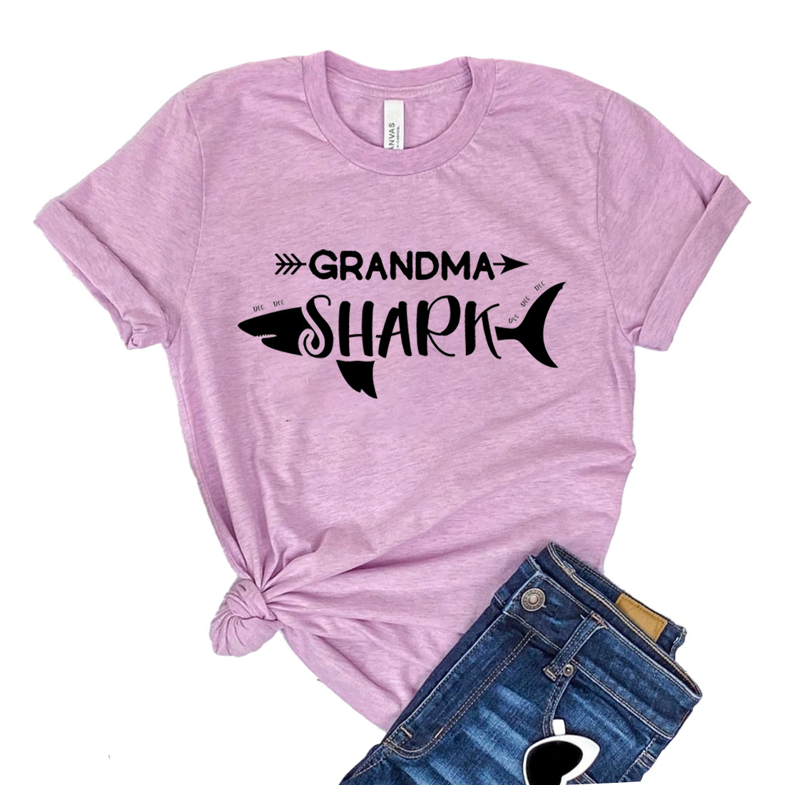 A comfortable unisex Grandma Shark Shirt made from 100% airlume combed cotton, featuring a playful design.