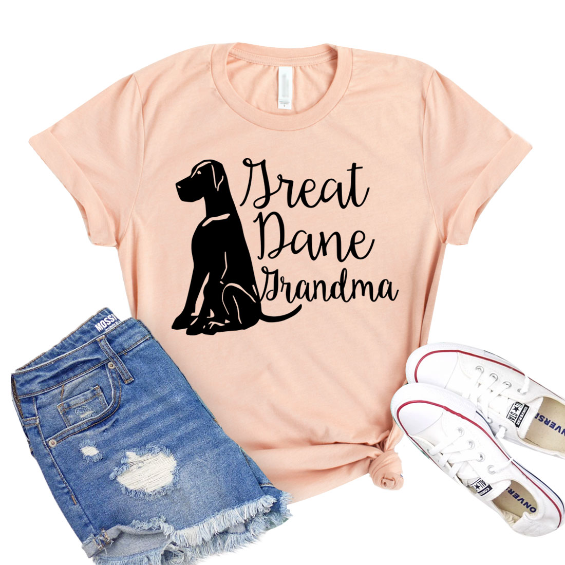 A stylish Great Dane Grandma Shirt featuring a classic unisex design, made from soft airlume cotton, perfect for dog lovers.